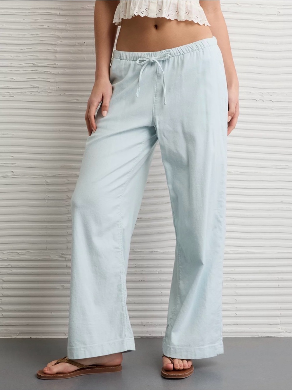 AE Low-Rise Linen-Blend Pull-On Pant